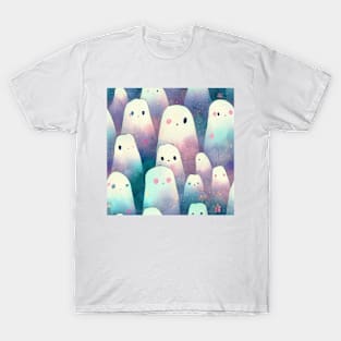 Watercolor kawaii ghosts pattern T-Shirt